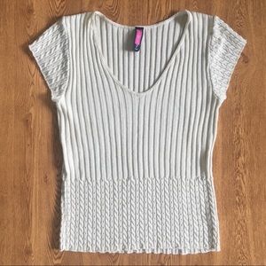 Tan Short Sleeve Sweater Top